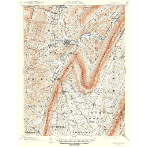 Hollidaysburg Pennsylvania Quad - USGS 1903 Black Modern Wood Framed Art Print with Double Matting by USGS