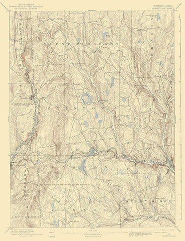 Honesdale Pennsylvania Quad - USGS 1892 White Modern Wood Framed Art Print with Double Matting by USGS