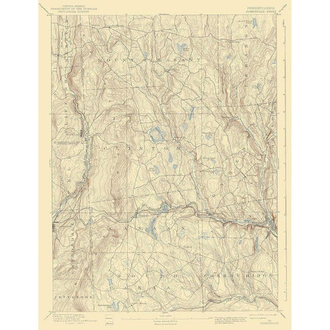 Honesdale Pennsylvania Quad - USGS 1892 Black Modern Wood Framed Art Print with Double Matting by USGS