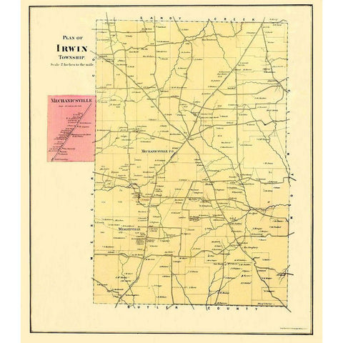 Irwin Pennsylvania Landowner - Mayer 1865 White Modern Wood Framed Art Print by Mayer