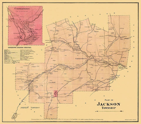 Jackson Pennsylvania Landowner - Beers 1865 Black Ornate Wood Framed Art Print with Double Matting by Beers