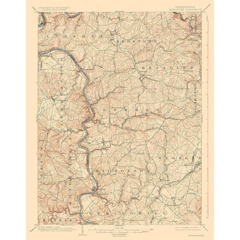 Masontown Pennsylvania Quad - USGS 1903 Gold Ornate Wood Framed Art Print with Double Matting by USGS