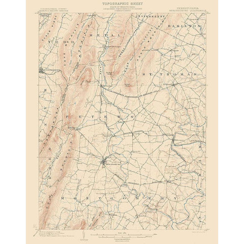 Mercersburg Pennsylvania Quad - USGS 1902 Black Modern Wood Framed Art Print with Double Matting by USGS