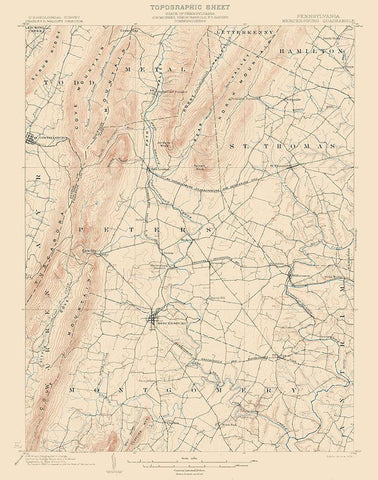 Mercersburg Pennsylvania Quad - USGS 1902 White Modern Wood Framed Art Print with Double Matting by USGS