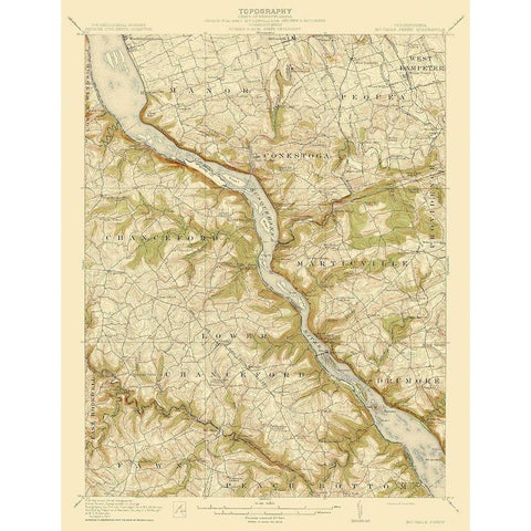 Mccalls Ferry Pennsylvania Quad - USGS 1912 Gold Ornate Wood Framed Art Print with Double Matting by USGS