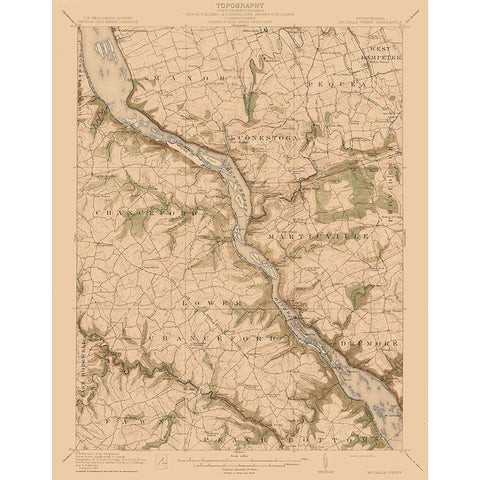 McCalls Ferry Pennsylvania Quad - USGS 1954 Gold Ornate Wood Framed Art Print with Double Matting by USGS