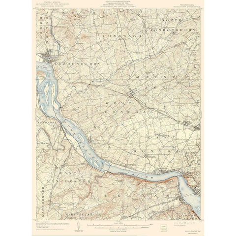 Middletown Pennsylvania Quad - USGS 1908 Black Modern Wood Framed Art Print with Double Matting by USGS