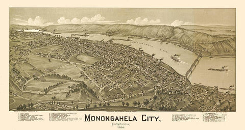 Monongahela Pennsylvania - Fowler 1902  Black Ornate Wood Framed Art Print with Double Matting by Fowler