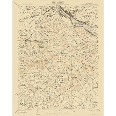 New Cumberland Pennsylvania Quad - USGS 1906 White Modern Wood Framed Art Print by USGS