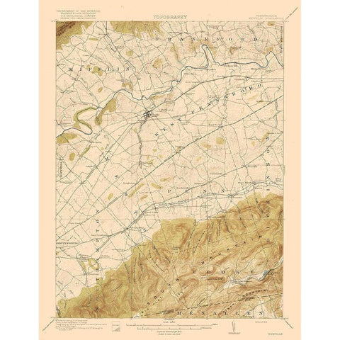 Newville Pennsylvania Quad - USGS 1919 Gold Ornate Wood Framed Art Print with Double Matting by USGS