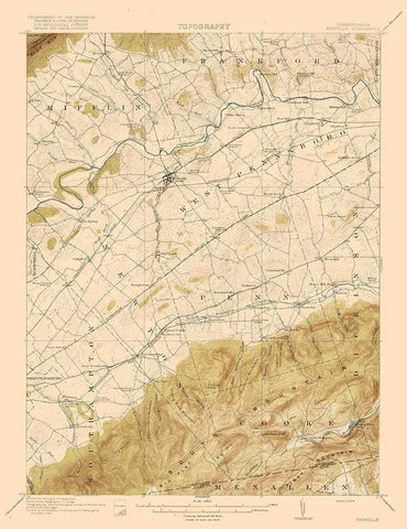 Newville Pennsylvania Quad - USGS 1919 Black Ornate Wood Framed Art Print with Double Matting by USGS