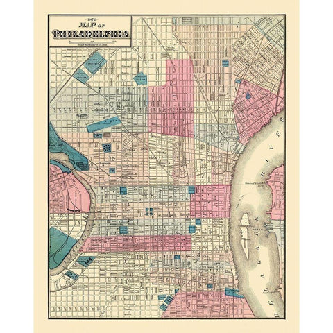 Philadelphia Pennsylvania Street - Beers 1872 White Modern Wood Framed Art Print by Beers