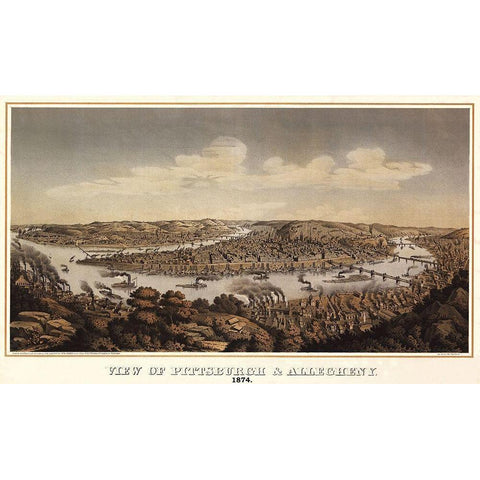 Pittsburgh Pennsylvania - Krebs 1874 Black Modern Wood Framed Art Print by Krebs