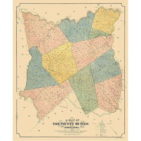 Pike County Pennsylvania - Cross 1856 Gold Ornate Wood Framed Art Print with Double Matting by Cross