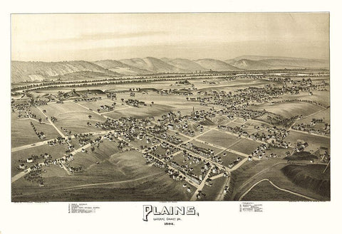 Plains Pennsylvania - Fowler 1892  Black Ornate Wood Framed Art Print with Double Matting by Fowler