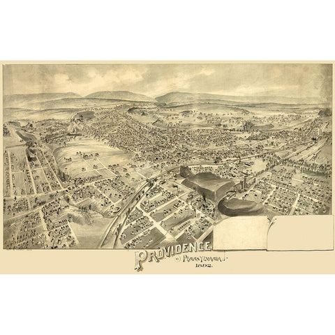 Providence Pennsylvania -1892 White Modern Wood Framed Art Print by Unknown