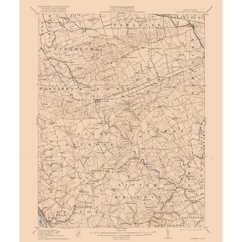 Quarryville Pennsylvania Quad - USGS 1912 Gold Ornate Wood Framed Art Print with Double Matting by USGS