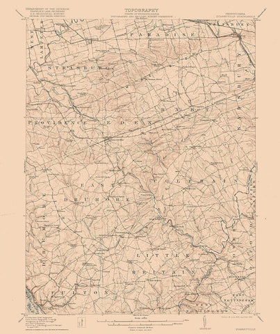 Quarryville Pennsylvania Quad - USGS 1912 White Modern Wood Framed Art Print with Double Matting by USGS