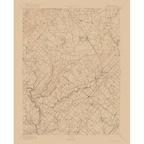 Pennsylvania Quakertown Sheet - USGS 1888 Gold Ornate Wood Framed Art Print with Double Matting by USGS