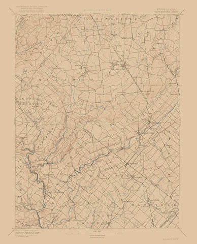 Pennsylvania Quakertown Sheet - USGS 1888 White Modern Wood Framed Art Print with Double Matting by USGS