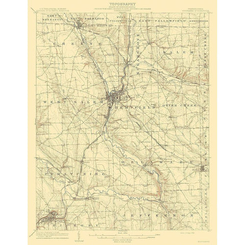 Shenango Pennsylvania Quad - USGS 1908 White Modern Wood Framed Art Print by USGS