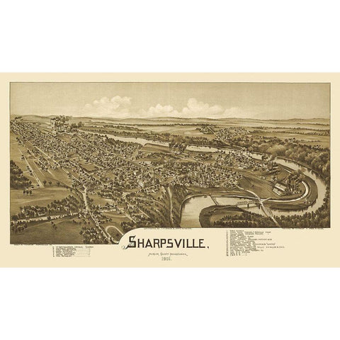 Sharpsville Pennsylvania - Fowler 1901  White Modern Wood Framed Art Print by Fowler