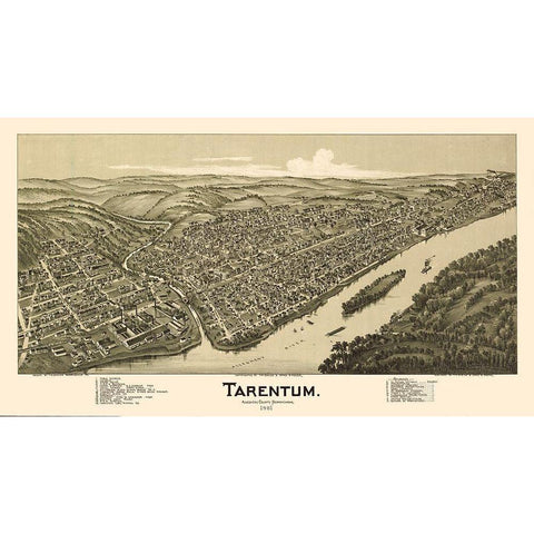 Tarentum Pennsylvania - Fowler 1901  Gold Ornate Wood Framed Art Print with Double Matting by Fowler