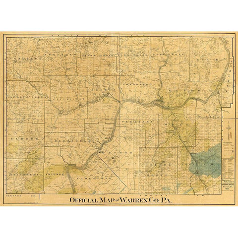 Warren County Pennsylvania - Brakenridge 1900 Gold Ornate Wood Framed Art Print with Double Matting by Brakenridge