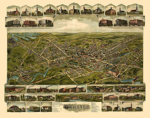 Webster Pennsylvania - Bailey 1892  Black Ornate Wood Framed Art Print with Double Matting by Bailey