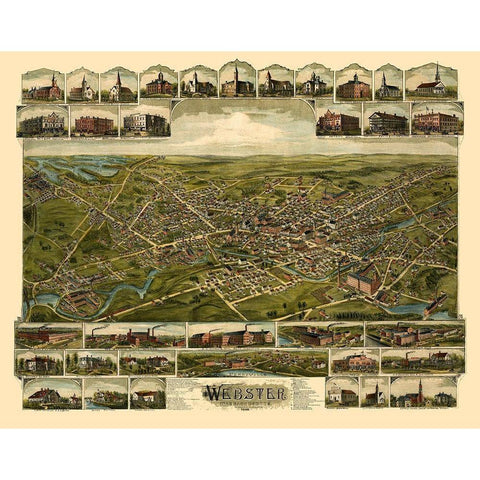 Webster Pennsylvania - Bailey 1892  Black Modern Wood Framed Art Print by Bailey