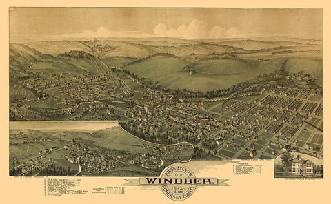 Windber Pennsylvania - Fowler 1900  Black Ornate Wood Framed Art Print with Double Matting by Fowler