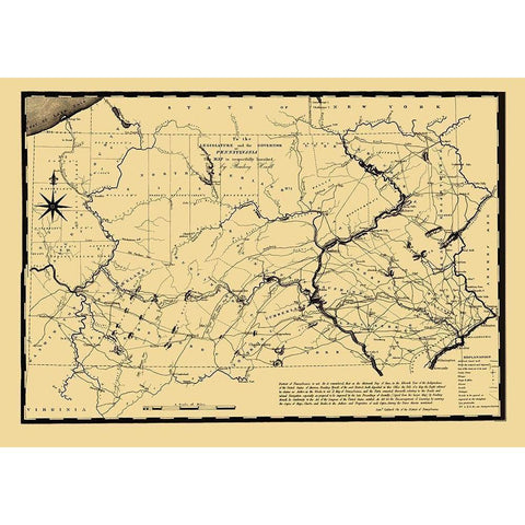 Pennsylvania - Johnson 1791 Black Modern Wood Framed Art Print with Double Matting by Johnson