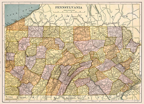 Pennsylvania - Hammond 1903  Black Ornate Wood Framed Art Print with Double Matting by Hammond