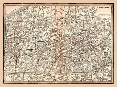 Pennsylvania -1894 Black Ornate Wood Framed Art Print with Double Matting by Unknown