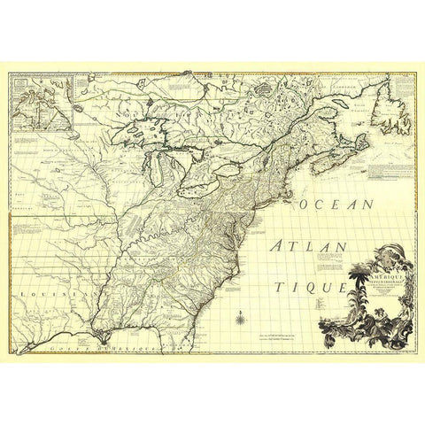 America with French English Establishments - 1756 Black Modern Wood Framed Art Print with Double Matting by Unknown