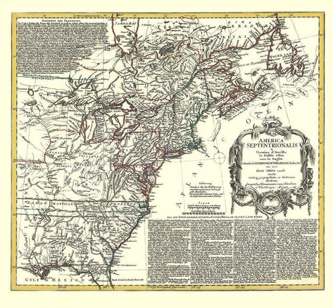 North America with Virginia Colonies Black Ornate Wood Framed Art Print with Double Matting by D''Anville
