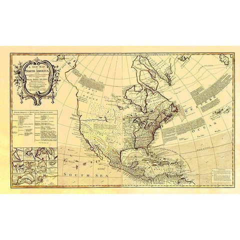 North America with West India Islands Black Modern Wood Framed Art Print with Double Matting by D''Anville