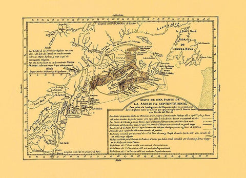 North America Septentrional - 1750 Black Ornate Wood Framed Art Print with Double Matting by Unknown
