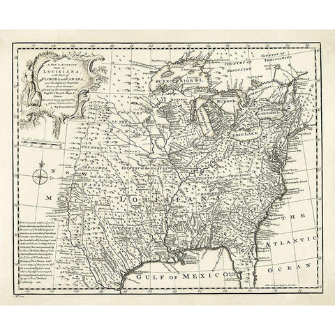 Louisiana with Florida Canada - Bowen 1750 White Modern Wood Framed Art Print by Bowen