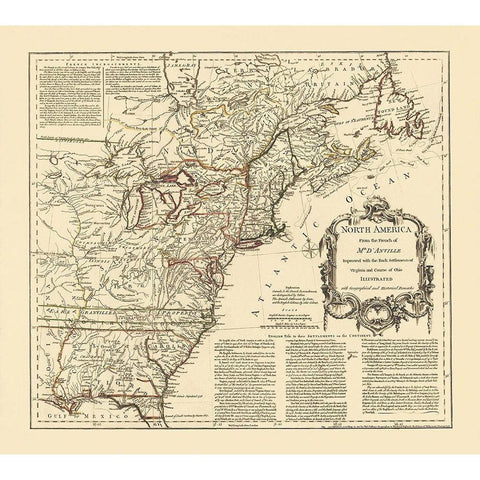 Back Settlements Course of Ohio - DAnville 1755 Black Modern Wood Framed Art Print with Double Matting by D''Anville