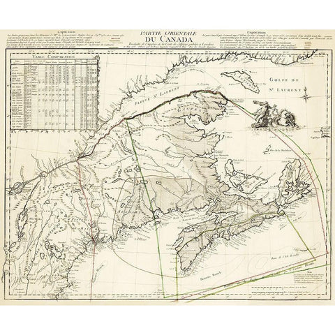 Eastern Canada - Jefferys 1755 Gold Ornate Wood Framed Art Print with Double Matting by Jefferys