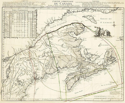 Eastern Canada - Jefferys 1755 Black Ornate Wood Framed Art Print with Double Matting by Jefferys