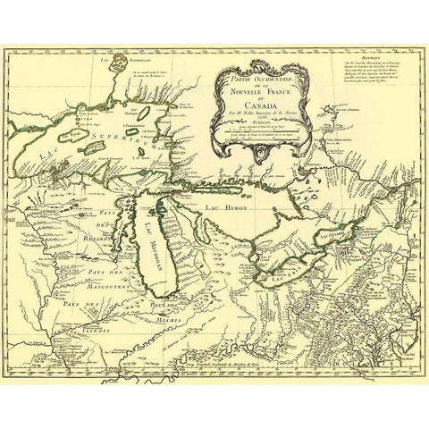 Western Part of New France Or Canada 1755 White Modern Wood Framed Art Print by Unknown