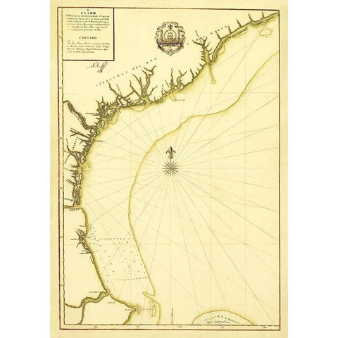 South Carolina Cape Canaveral Coast - Linares 1756 Black Modern Wood Framed Art Print with Double Matting by Linares