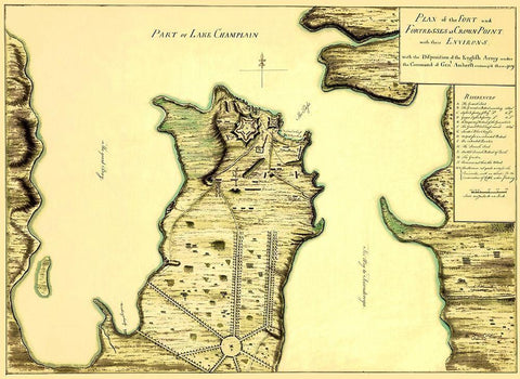 Fort Fortresses at Crown Point - 1759 Black Ornate Wood Framed Art Print with Double Matting by Unknown