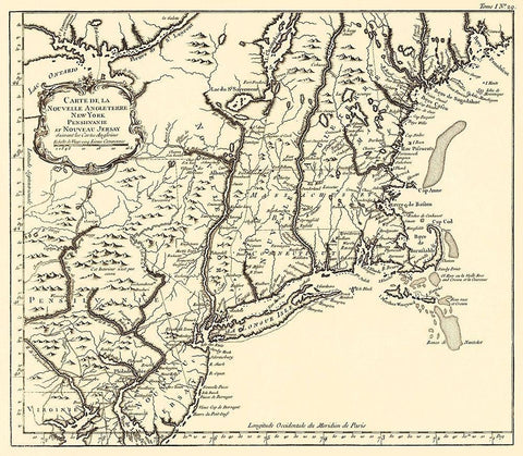 New York, Pennsylvania, and New Jersey  1757 Black Ornate Wood Framed Art Print with Double Matting by Unknown