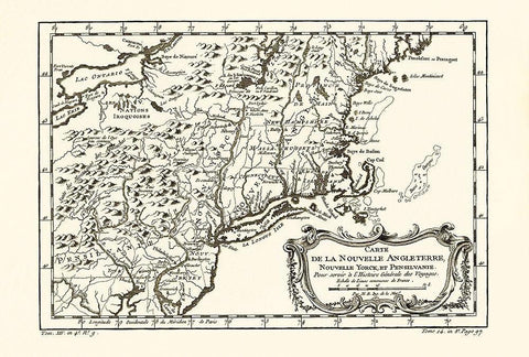 New England New York Pennsylvania - 1757 Black Ornate Wood Framed Art Print with Double Matting by Unknown