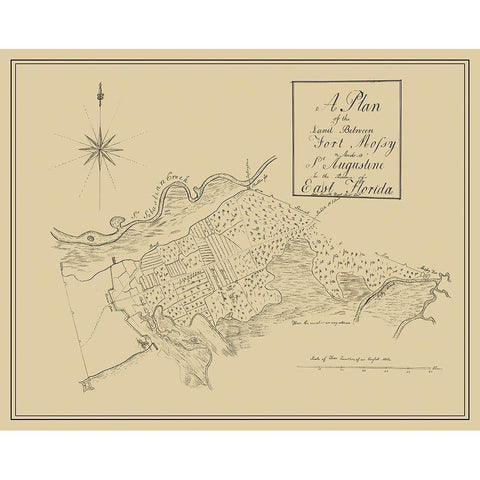 Plan Fort Mossy St Augustine Florida - Roworth Gold Ornate Wood Framed Art Print with Double Matting by Roworth