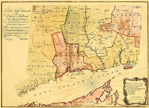 Colony of Connecticut - Park 1766 Black Ornate Wood Framed Art Print with Double Matting by Park