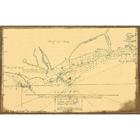Florida Coast Cape Blaise to Apalachie Black Modern Wood Framed Art Print by Slowley